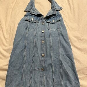 Zara Denim Button-Up Dress with Open Back